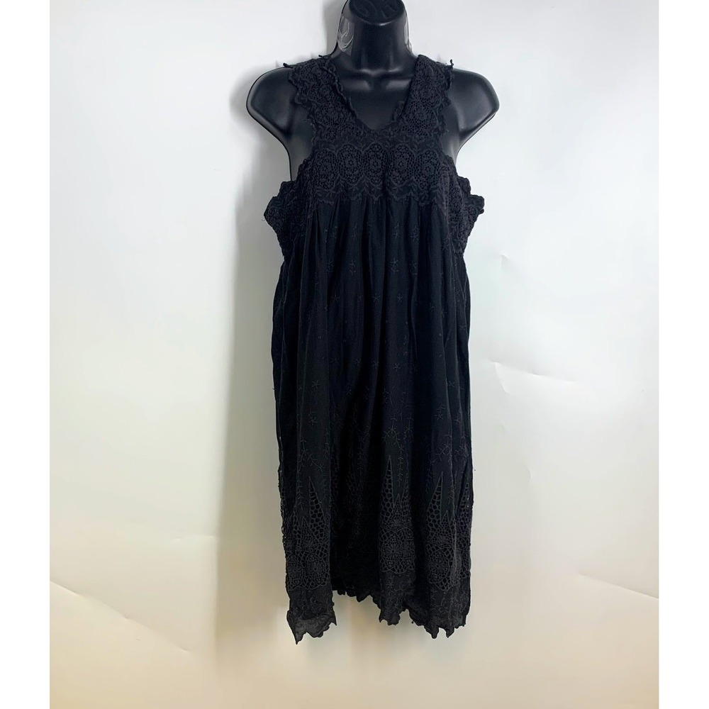 Ulla Johnson Eyelet Crochet Boho Dress‎ V-Neck Scalloped Hem Womens Size 6